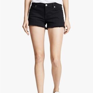 7 For All Mankind Black Frayed Hem Denim Shorts